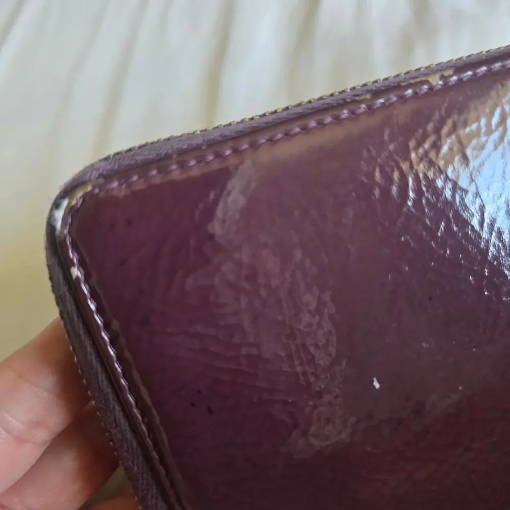 Vintage Saint Lauren Paris Zip Long Wallet Patent Leather Purple - Picture 4 of 11